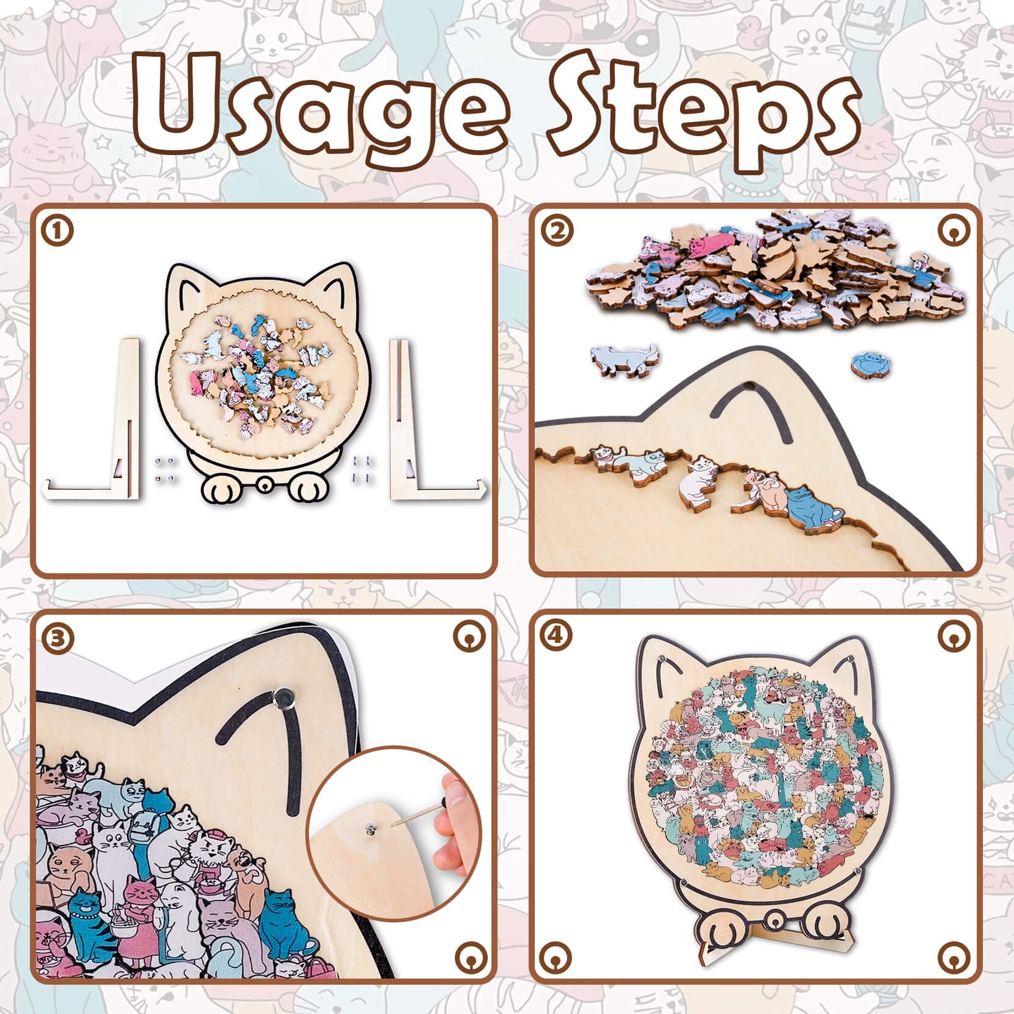 KUBOZN® Morandi-Farbiges Katzen-/Hunde-Förmiges Holzpuzzle