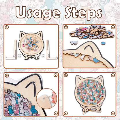 KUBOZN® Morandi-Farbiges Katzen-/Hunde-Förmiges Holzpuzzle