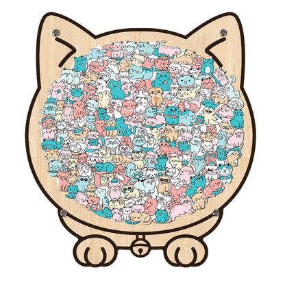 KUBOZN® Morandi-Farbiges Katzen-/Hunde-Förmiges Holzpuzzle