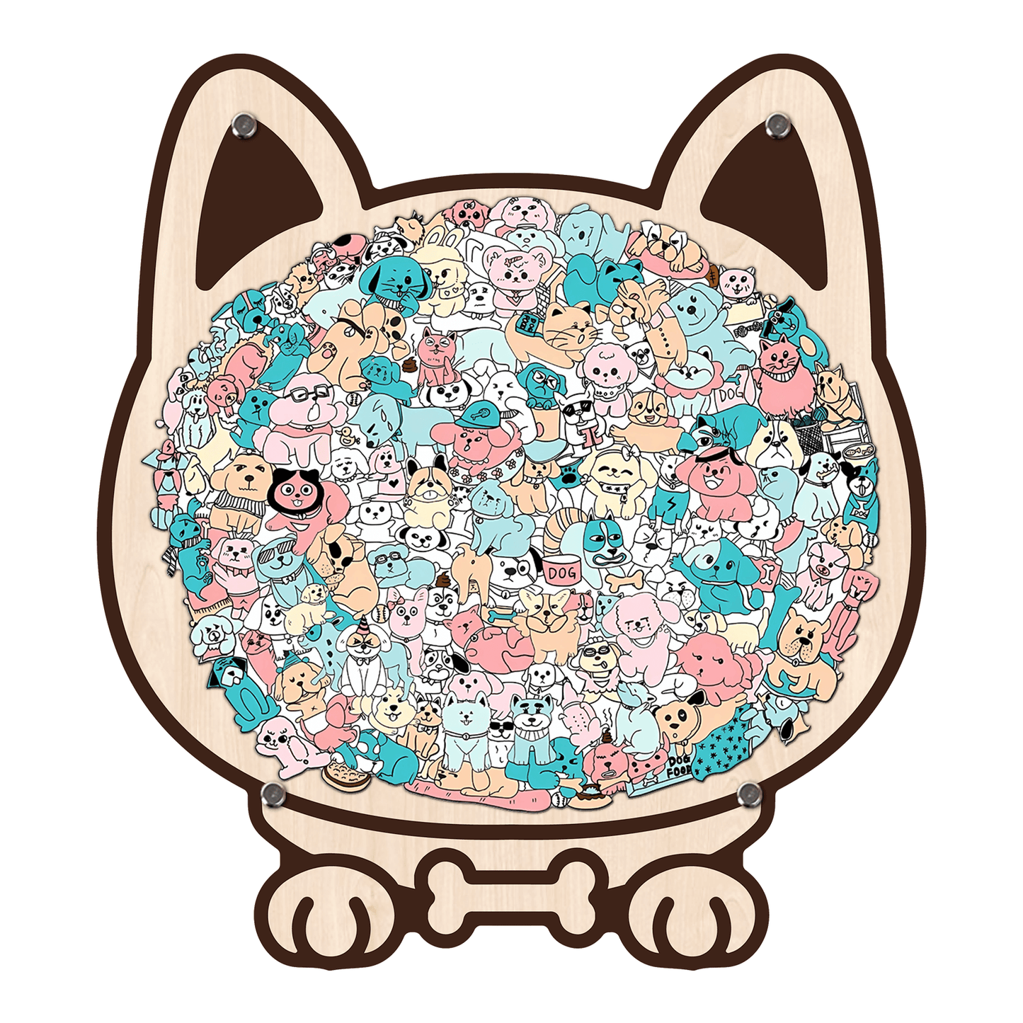 KUBOZN® Morandi-Farbiges Katzen-/Hunde-Förmiges Holzpuzzle