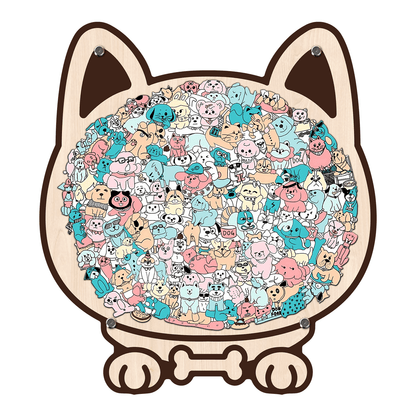 KUBOZN® Morandi-Farbiges Katzen-/Hunde-Förmiges Holzpuzzle