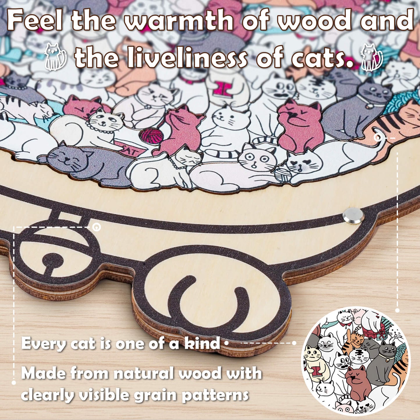 KUBOZN® Morandi-Farbiges Katzen-/Hunde-Förmiges Holzpuzzle