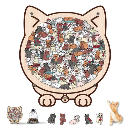 KUBOZN® Morandi-Farbiges Katzen-/Hunde-Förmiges Holzpuzzle