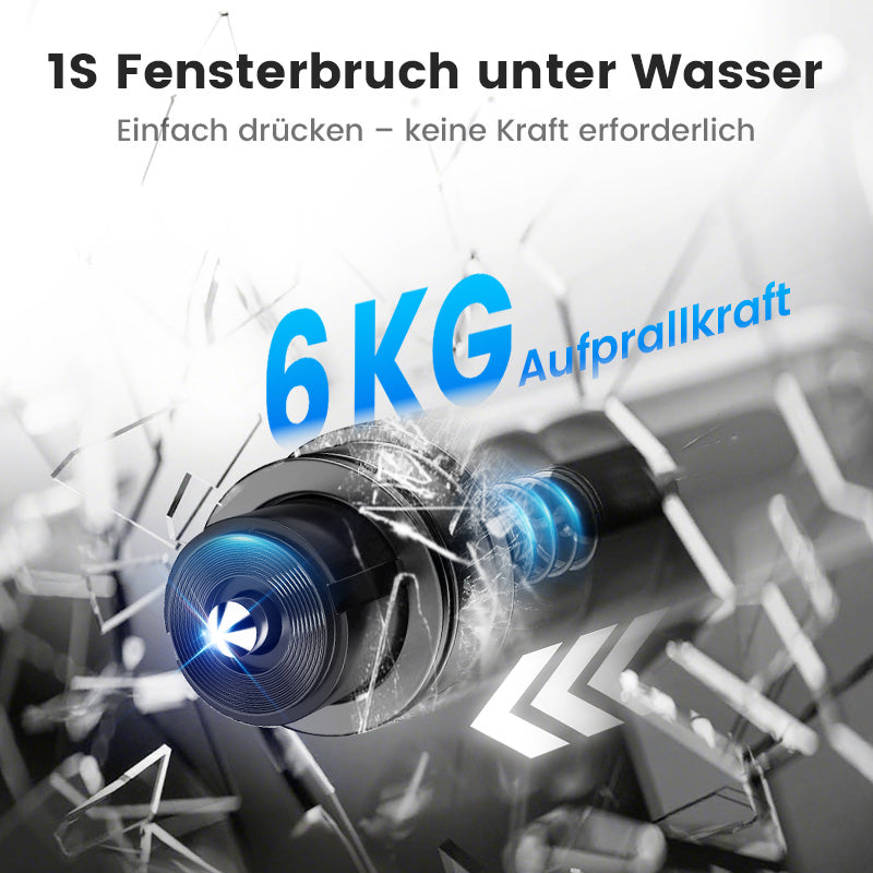 🚨KUBOZN® Auto-Notfallhammer mit Gurtschneider | Wolfram-Spitze für Verbundglas | Kompakt (96mm) | Lebensrettend bei Unfällen (Überschlag/Wasser) | Deutsche Qualität
