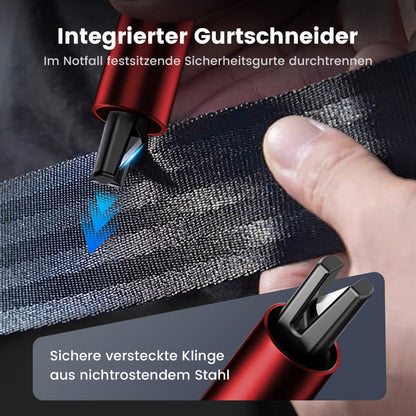 🚨KUBOZN® Auto-Notfallhammer mit Gurtschneider | Wolfram-Spitze für Verbundglas | Kompakt (96mm) | Lebensrettend bei Unfällen (Überschlag/Wasser) | Deutsche Qualität