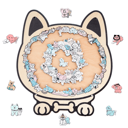 KUBOZN® Morandi-Farbiges Katzen-/Hunde-Förmiges Holzpuzzle