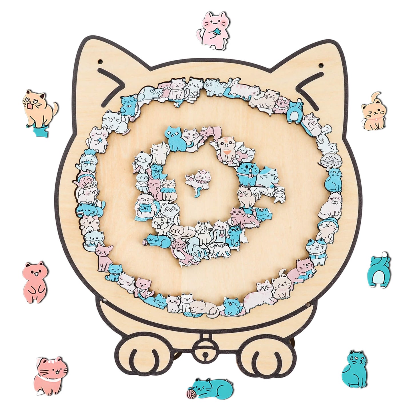 KUBOZN® Morandi-Farbiges Katzen-/Hunde-Förmiges Holzpuzzle