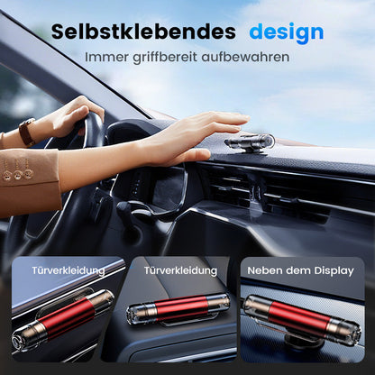 🚨KUBOZN® Auto-Notfallhammer mit Gurtschneider | Wolfram-Spitze für Verbundglas | Kompakt (96mm) | Lebensrettend bei Unfällen (Überschlag/Wasser) | Deutsche Qualität