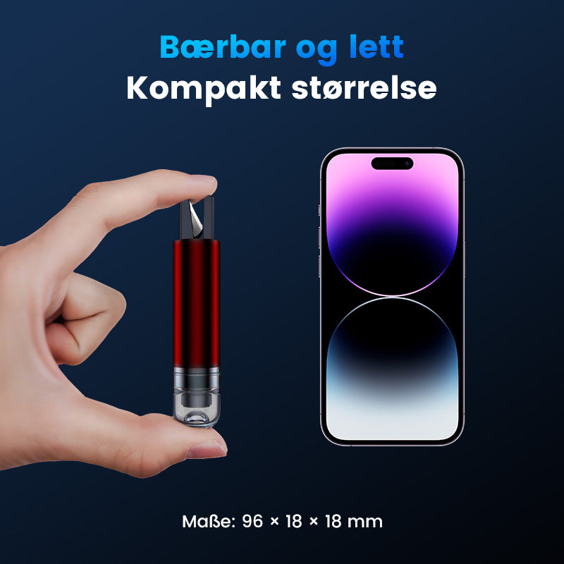 🚨KUBOZN® Auto-Notfallhammer mit Gurtschneider | Wolfram-Spitze für Verbundglas | Kompakt (96mm) | Lebensrettend bei Unfällen (Überschlag/Wasser) | Deutsche Qualität