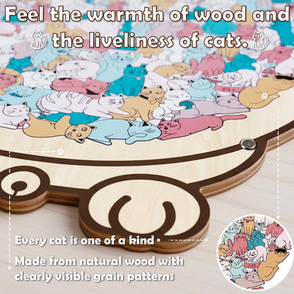 KUBOZN® Morandi-Farbiges Katzen-/Hunde-Förmiges Holzpuzzle