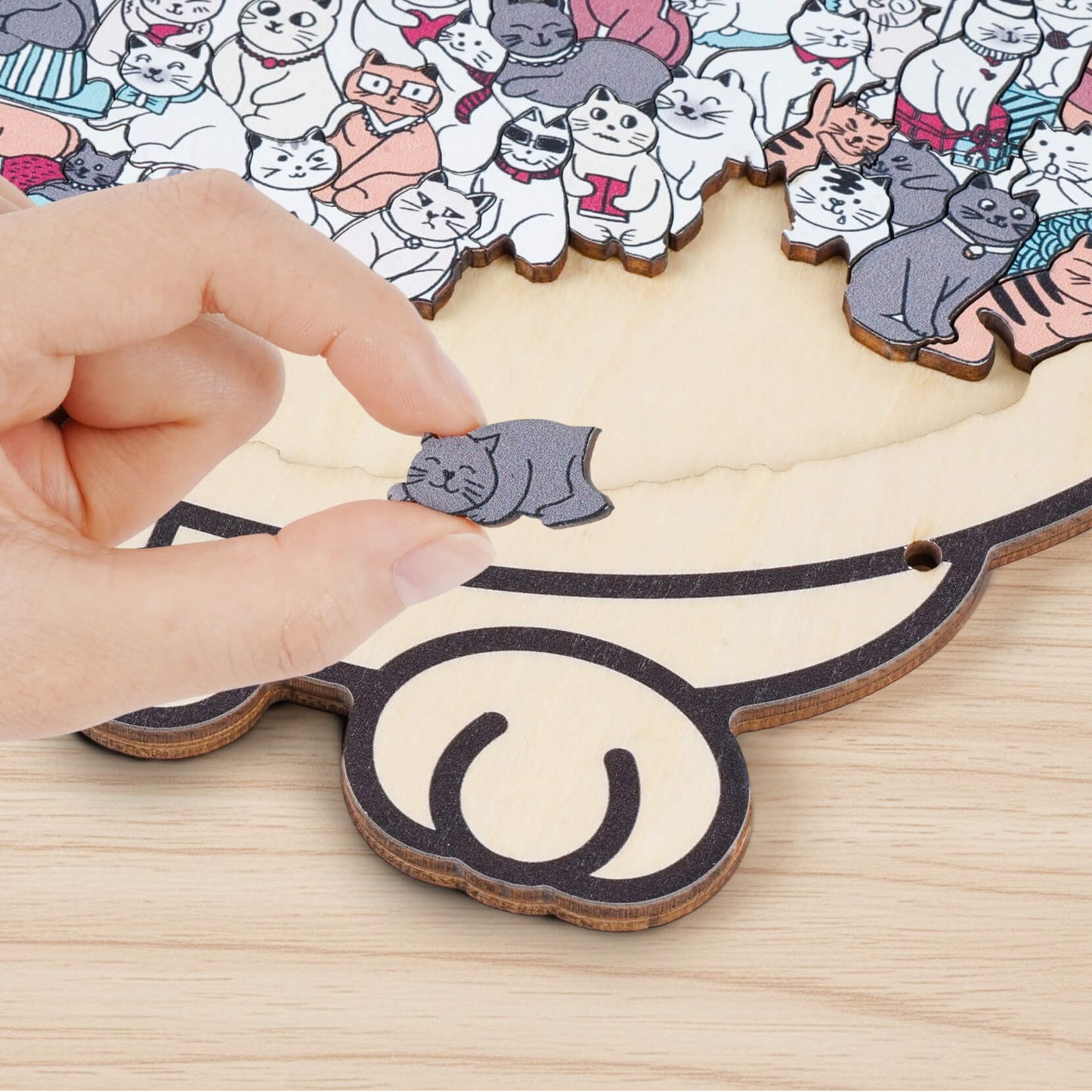 KUBOZN® Morandi-Farbiges Katzen-/Hunde-Förmiges Holzpuzzle