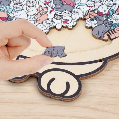 KUBOZN® Morandi-Farbiges Katzen-/Hunde-Förmiges Holzpuzzle