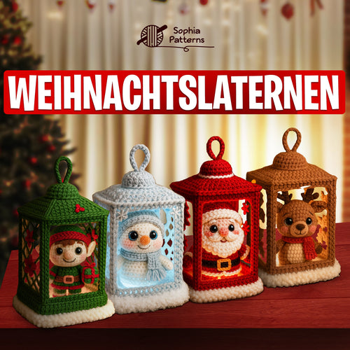 SVOZK® 4-in-1 Weihnachtslaternen-Set – Häkelanleitungen