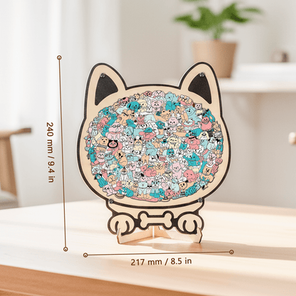 KUBOZN® Morandi-Farbiges Katzen-/Hunde-Förmiges Holzpuzzle
