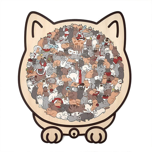 KUBOZN® Morandi-Farbiges Katzen-/Hunde-Förmiges Holzpuzzle