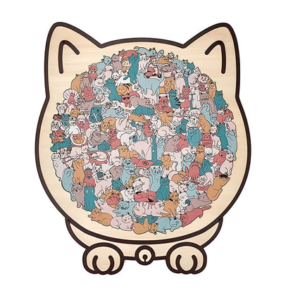 KUBOZN® Morandi-Farbiges Katzen-/Hunde-Förmiges Holzpuzzle